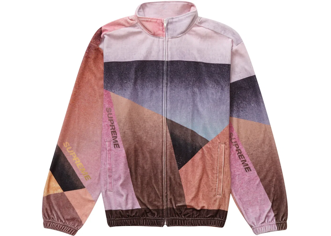 Мужская куртка с геометрическим принтом Supreme Geo Velour Track Jacket, Pink