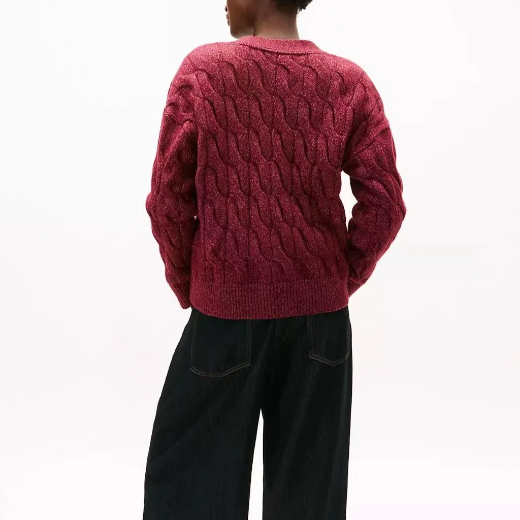 Женский джемпер с V-образным вырезом Dark Red Tommy Hilfiger, Темно-красный — фото 4