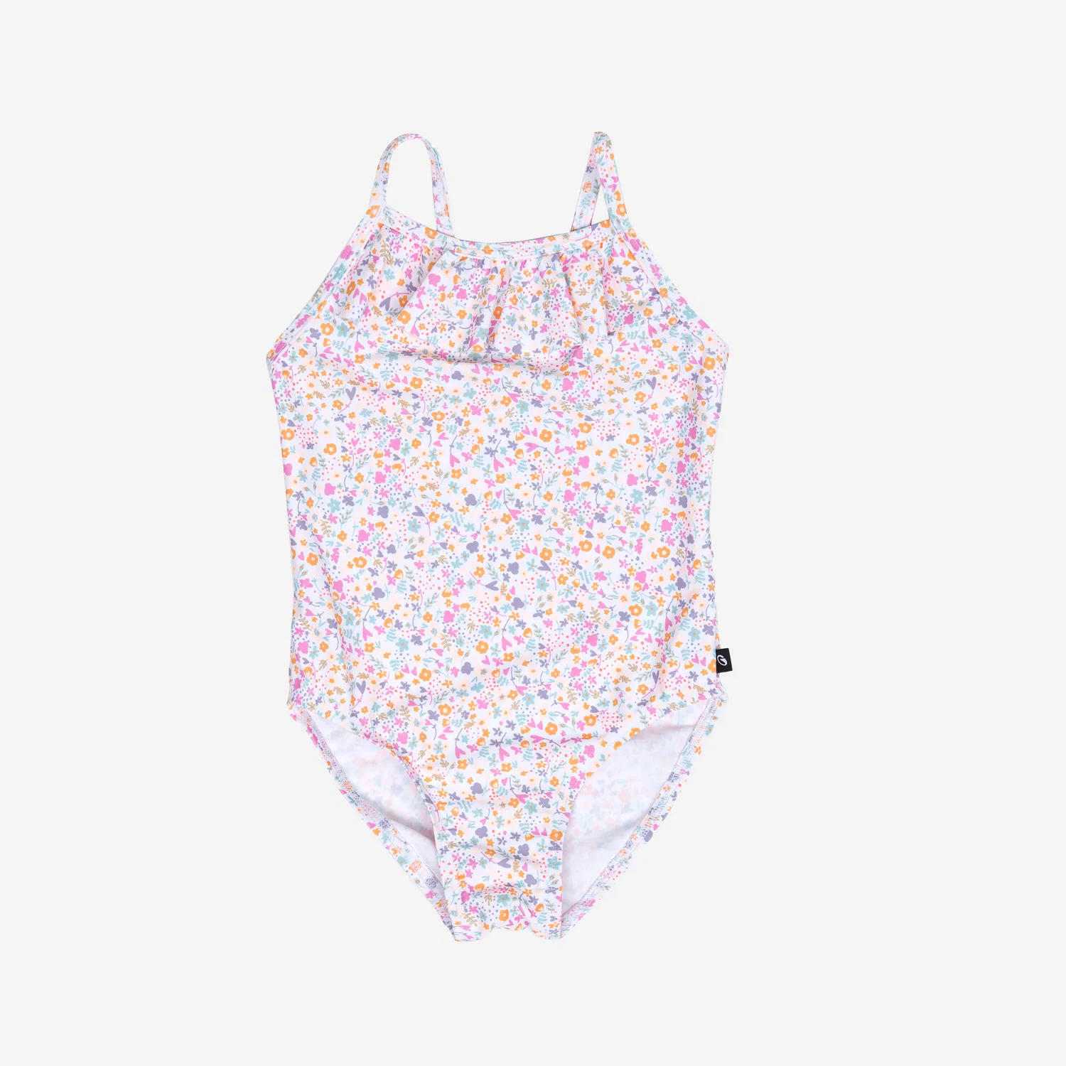 Детский купальник для девочек с воланами Blumen weiß/rosa Decathlon, Цвет Ultraweiß Fluoreszierendes Blassrosa