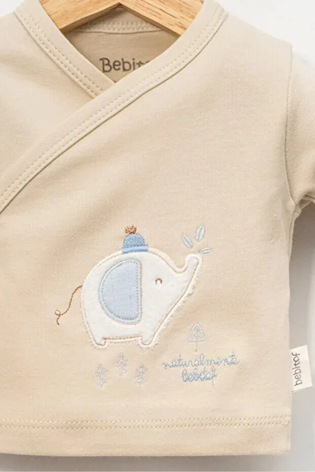 Детский комплект одежды для новорожденных с вышивкой слоников Stork Bundle, Blue — фото 4