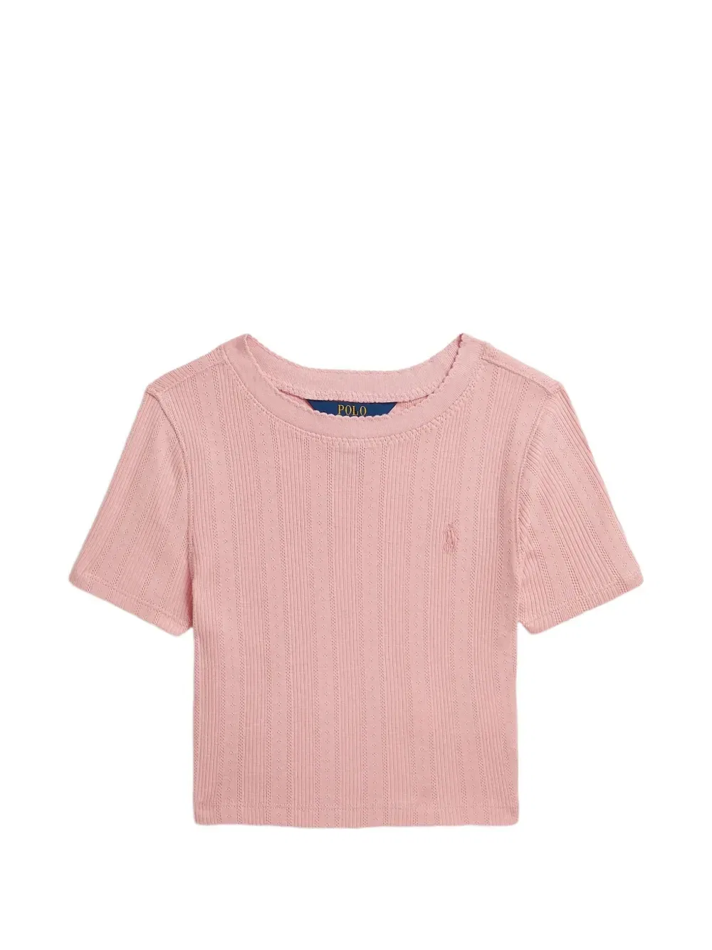 Футболка из трикотажа с узором пуантель Polo Ralph Lauren Kids, розовый