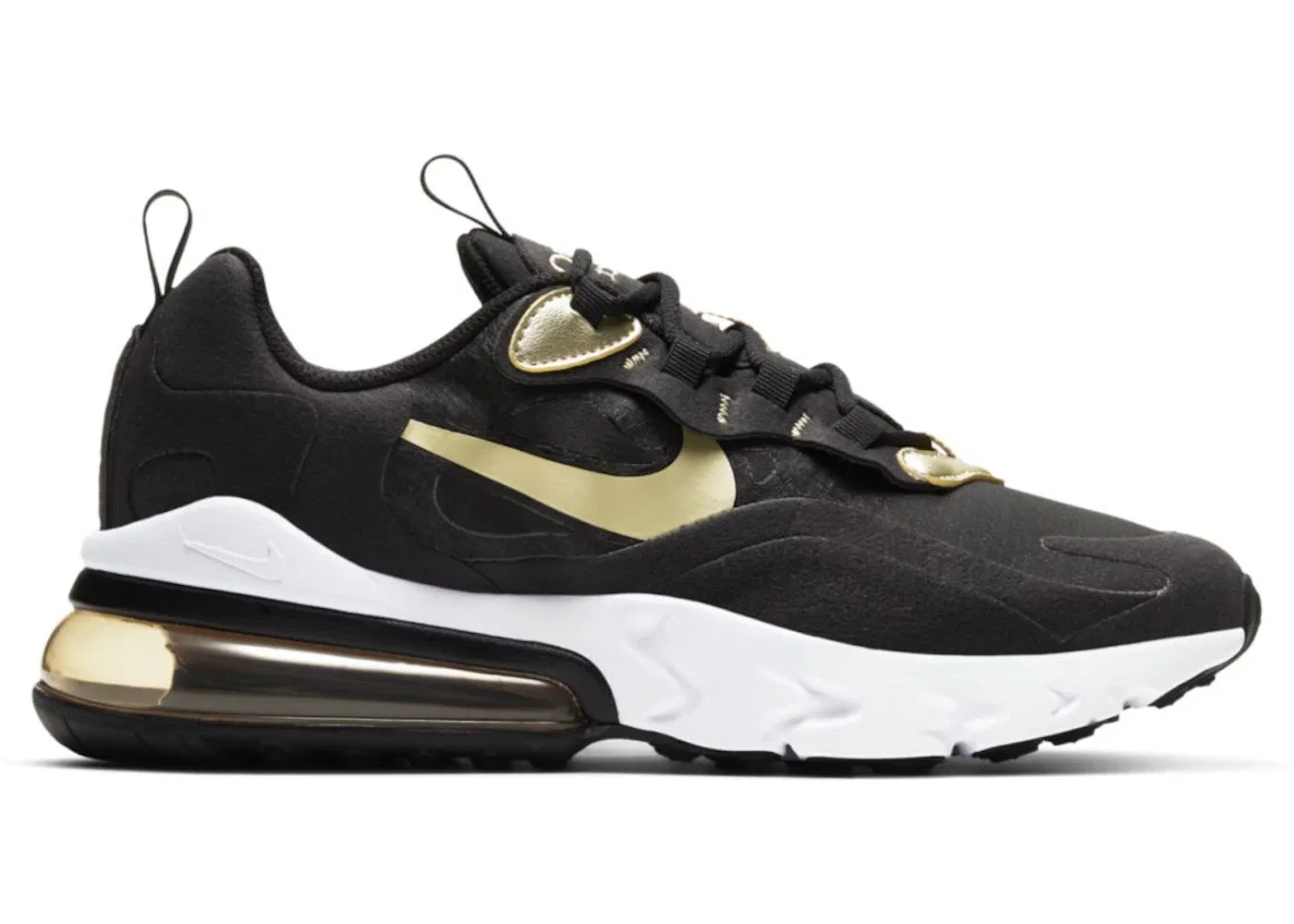 Детские кроссовки Lifestyle Nike Air Max 270 React, Black/Metallic Gold Star/Black