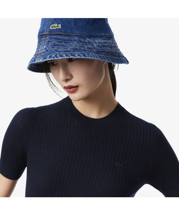 Свитер Lacoste женский трикотажный из мериносовой шерсти, 166, темно-синий — фото 2