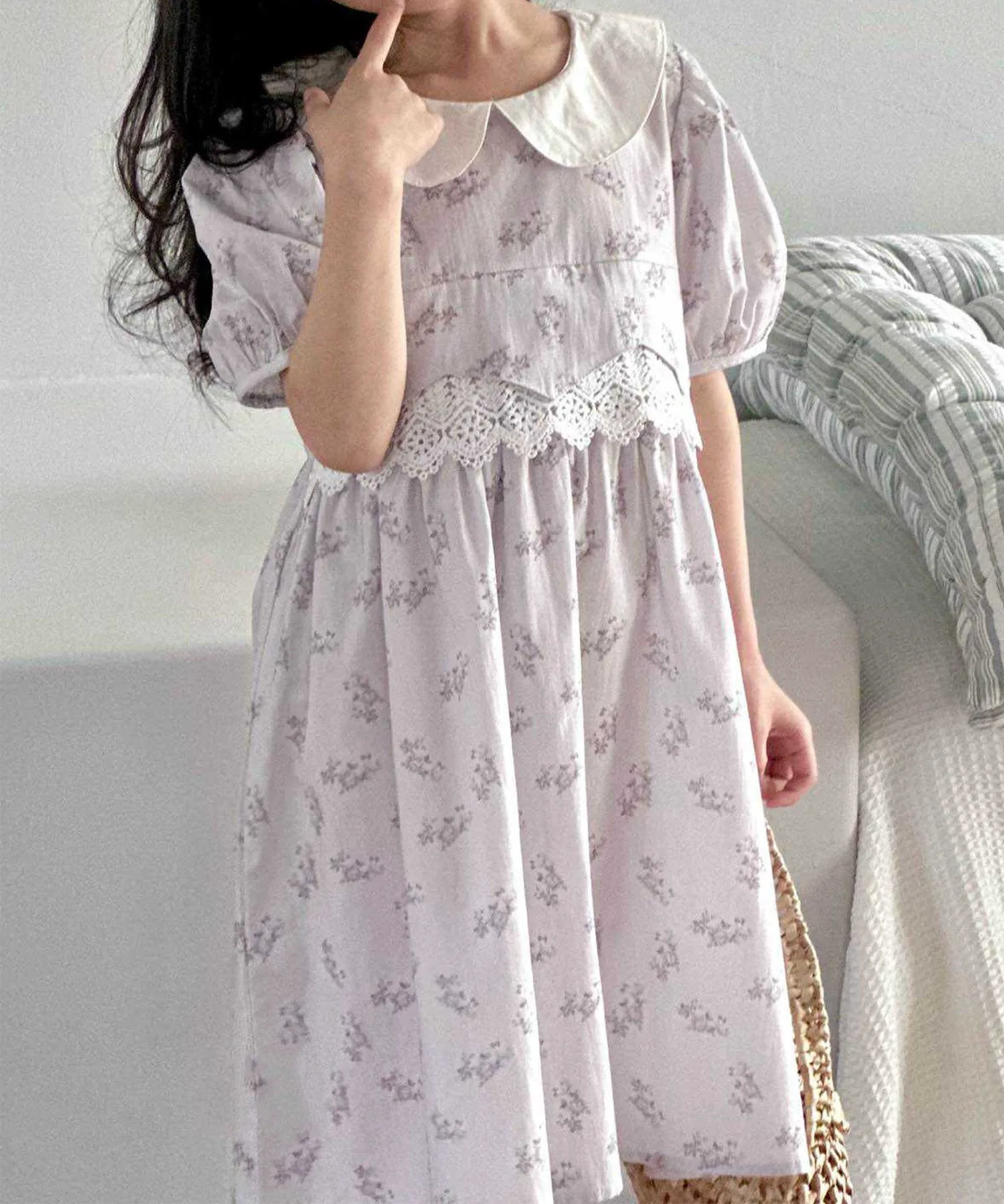 Платье с цветочным принтом Aimoha Kids, blue