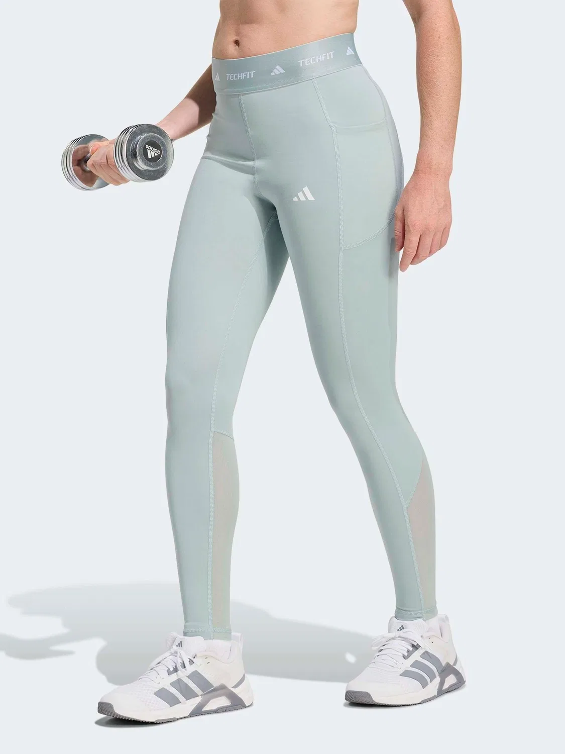 Леггинсы компрессионные Techfit Stash Pocket adidas, зеленые