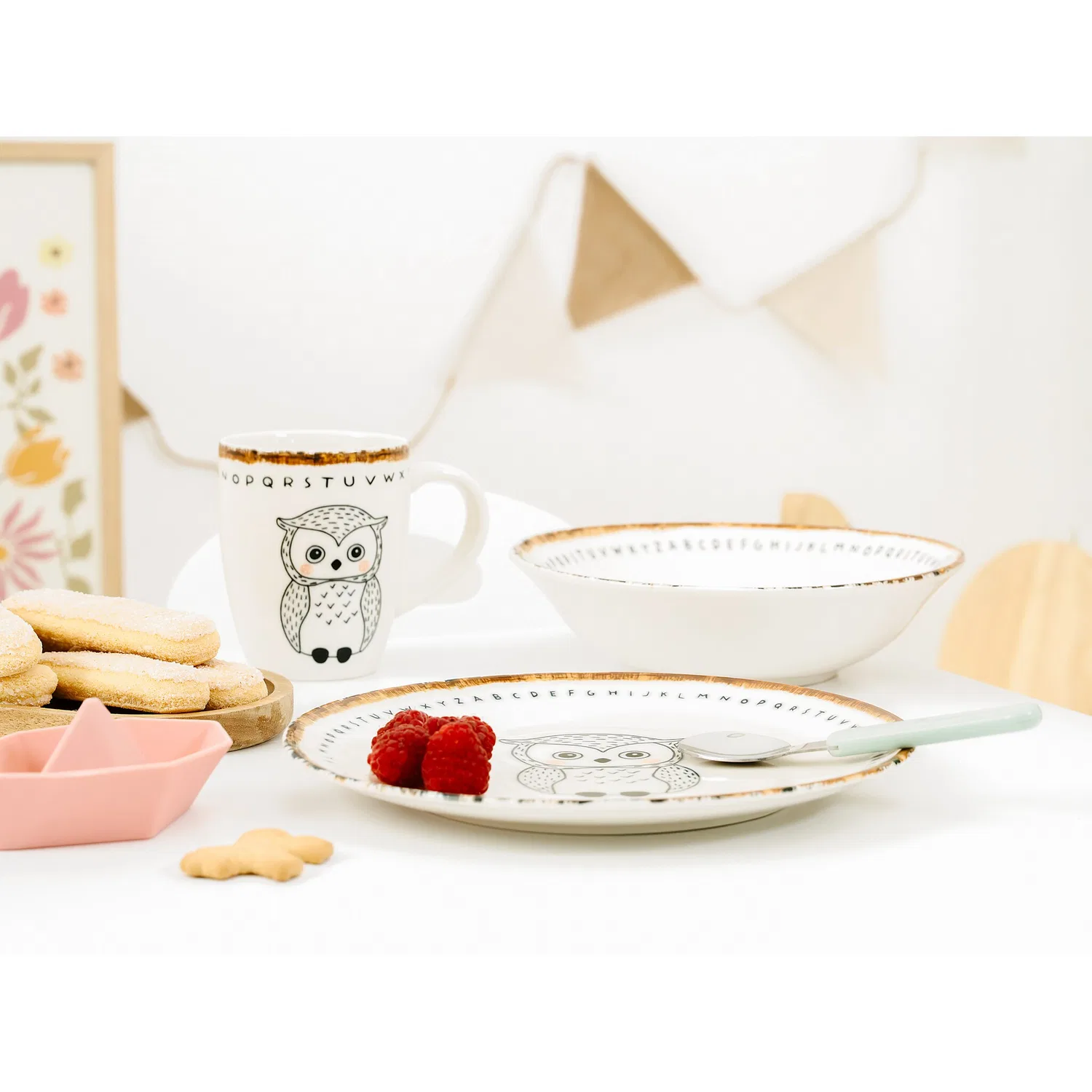 Детский набор посуды 3 предмета Сова CreaTable, Braun — фото 4