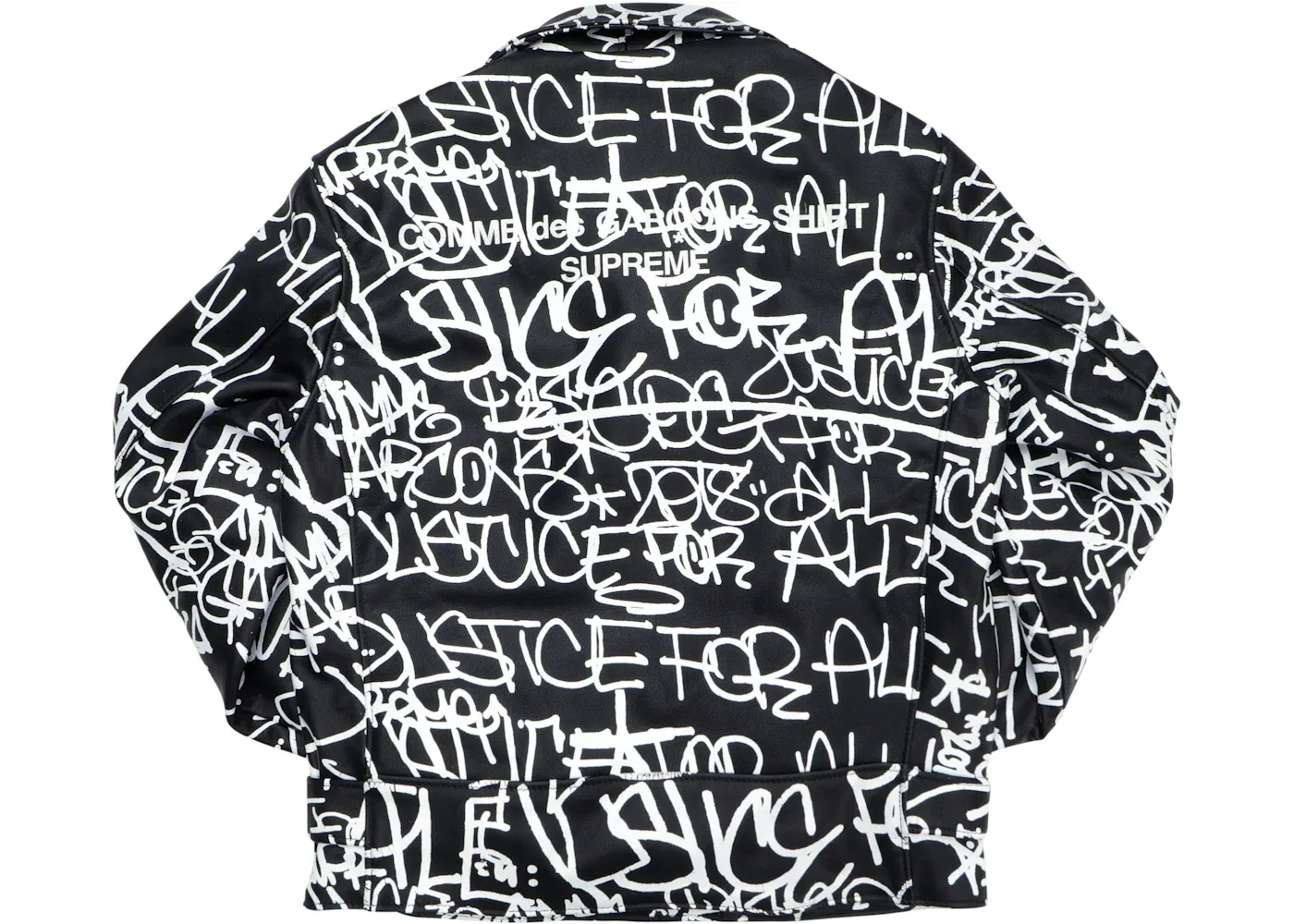 Мужская кожаная куртка с принтом Supreme Comme des Garcons SHIRT Schott Painted Perfecto Leather Jacket, Black — фото 2