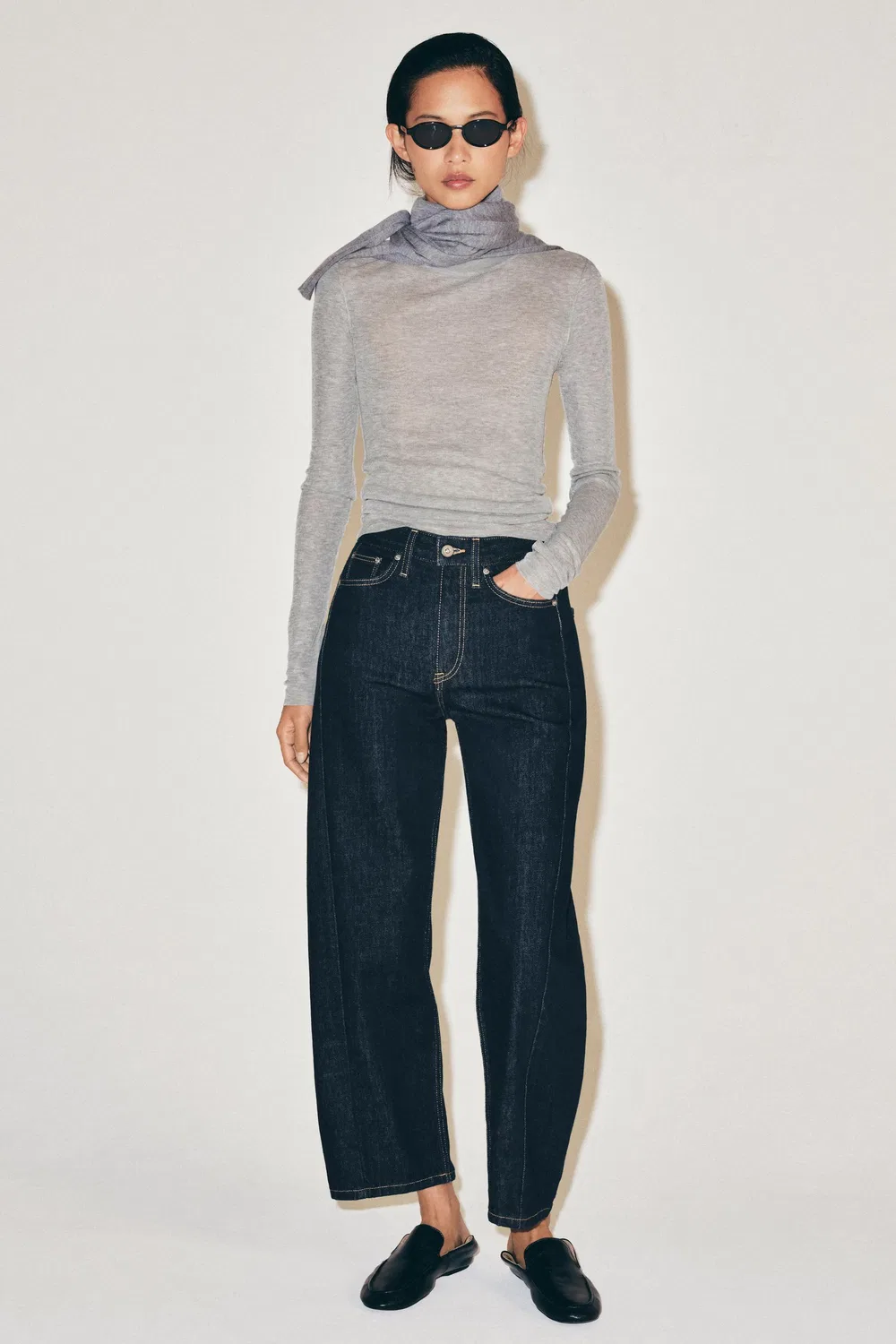 Джинсы средней посадки свободного кроя от ZW COLLECTION ZARA, Blue — фото 4