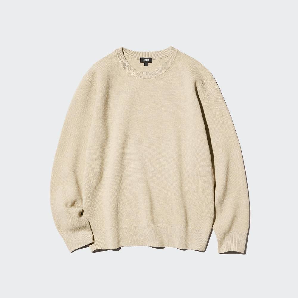 Свитер Uniqlo Washable Milano Rib Crew Neck, 31 бежевый