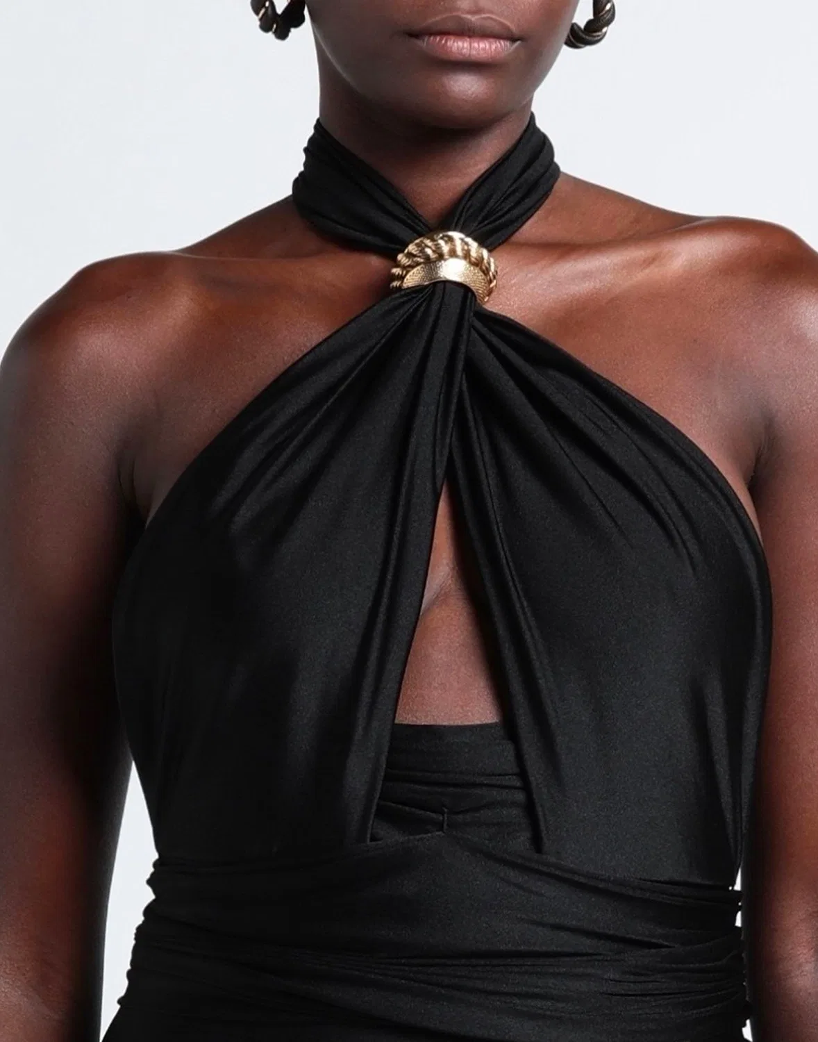 Женский комбинезон без рукавов с V-образным вырезом Saint Laurent, черный — фото 4
