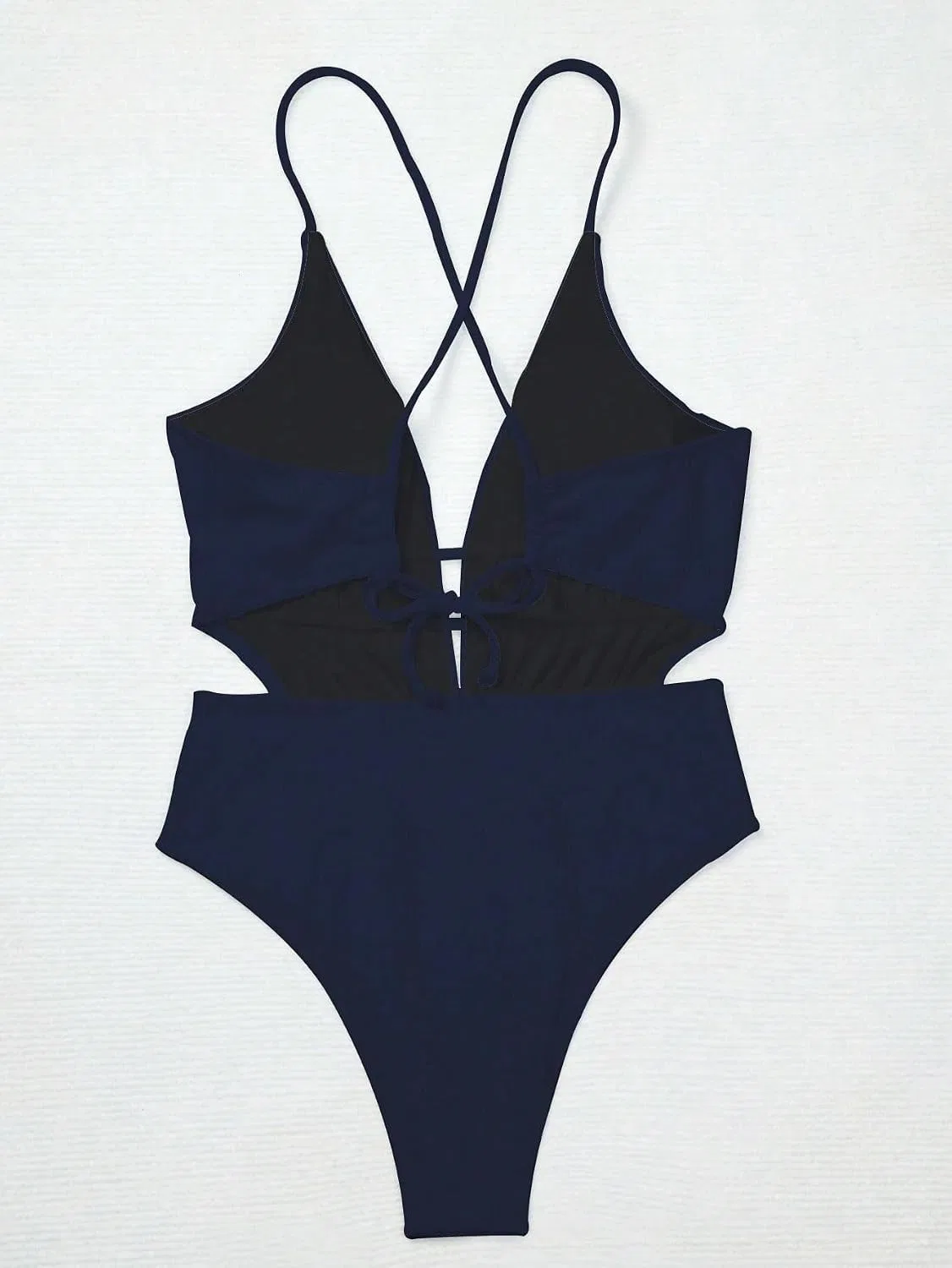 Женский цельнокроеный купальник с перекрестными лямками High Stretch, Navy Blue — фото 4