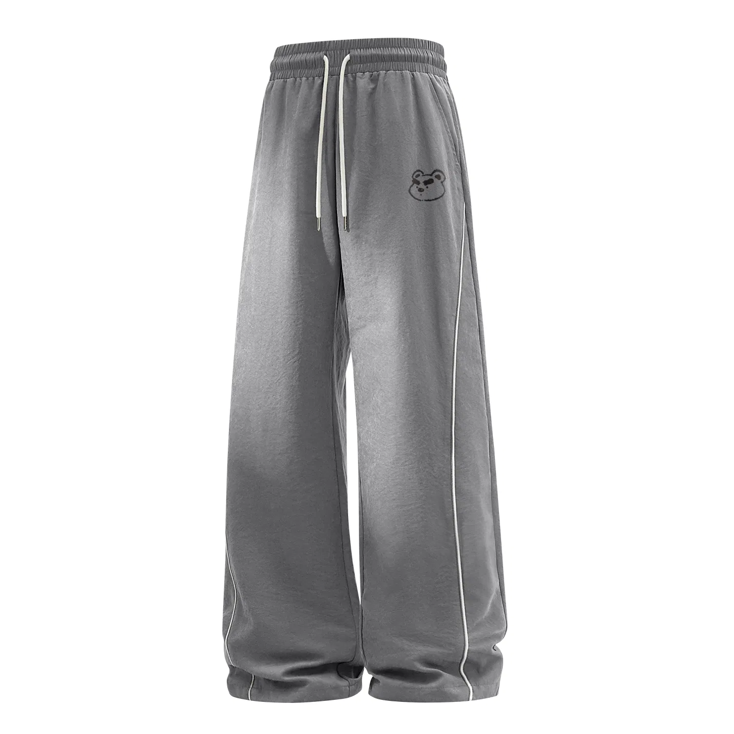 Детские брюки прямого кроя с лампасами Bold Brow Bear Pants Label MINISO, Metallic Gray