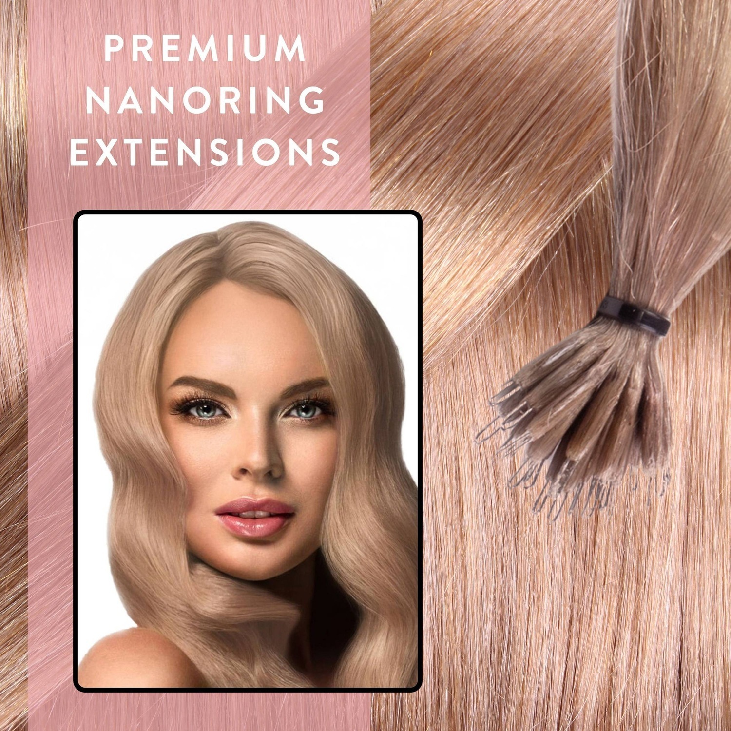 Накладные волосы nanoring extensions premium echthaar #8/01 hellblond natur-asch 1g Hair2Heart, количество 25 шт. — фото 2