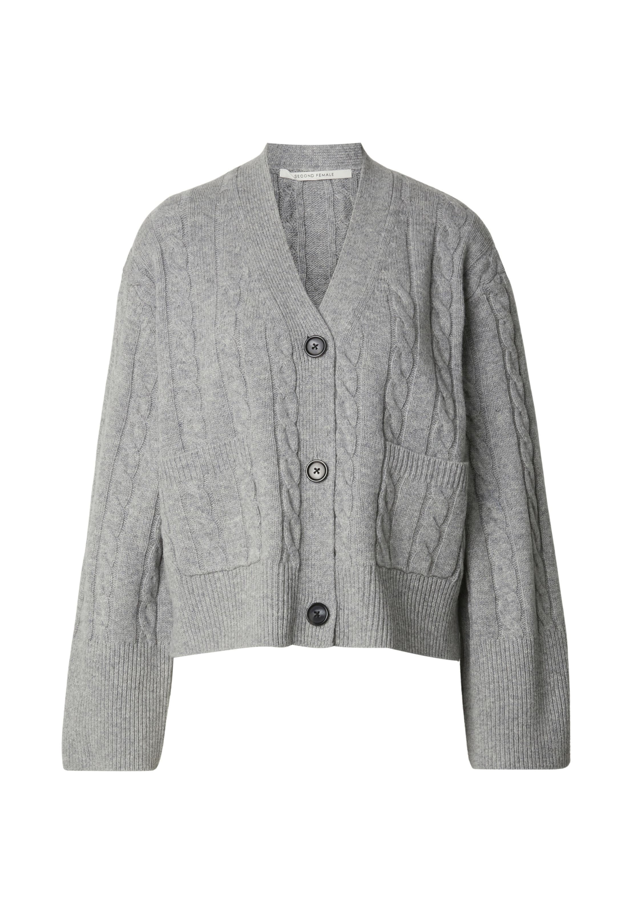 

SECOND FEMALE Вязаный кардиган 'Alphine' в сером цвете