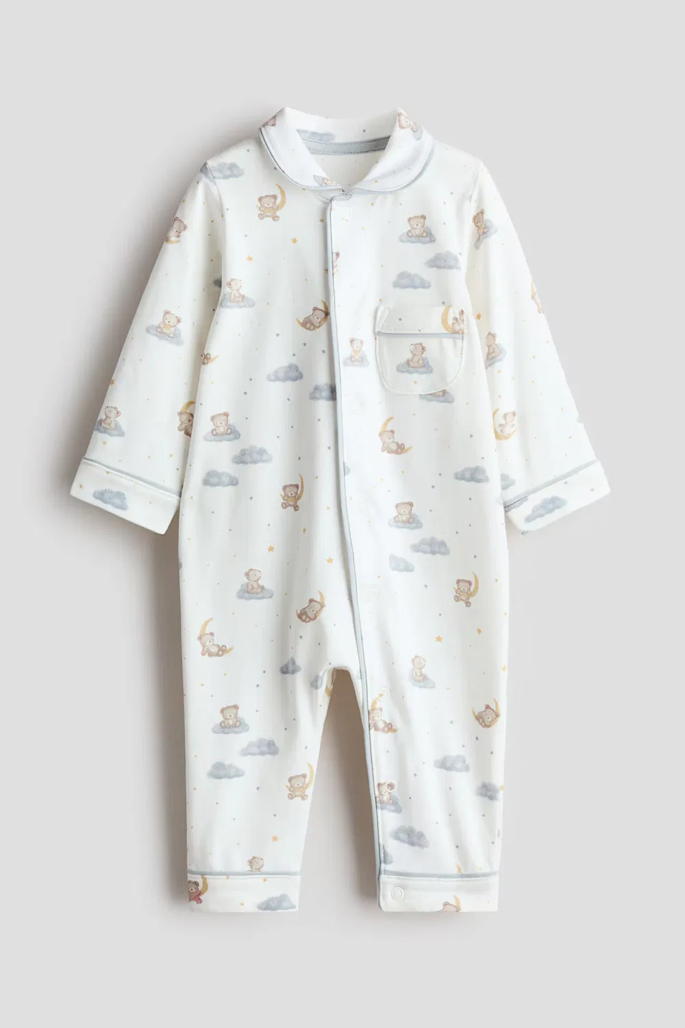 Хлопковая пижама с воротником H&M, Weiß/Teddybären