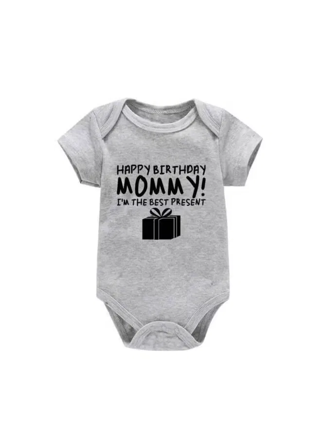 Боди-комбинезон с принтом хлопковый Happy Birthday Mommy Matching Family Outfits, серый