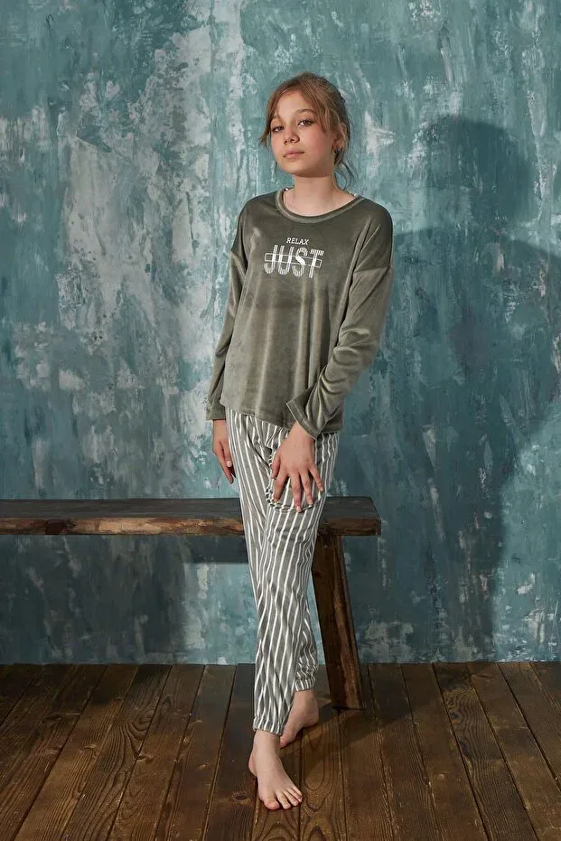 Детские пижамы для девочек с принтом Pijamaevi, Green — фото 3