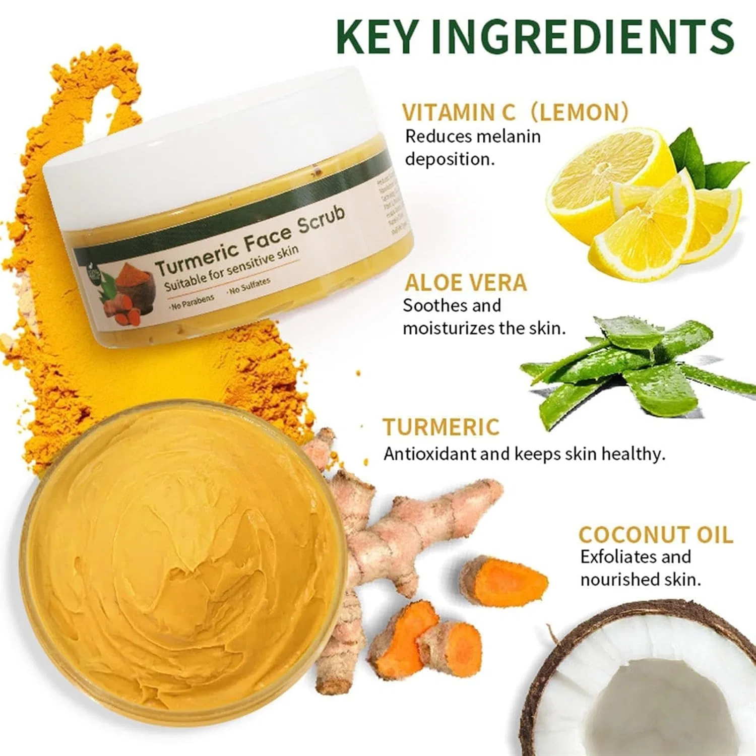 Скраб для лица и тела Turmeric Exfoliating Cream, 100 г Generic — фото 2