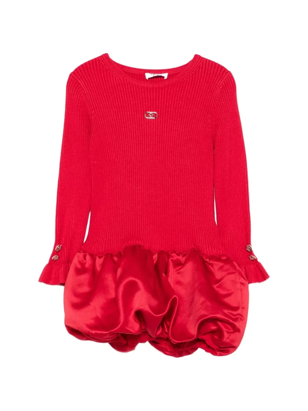 Вязаное платье с пышной юбкой в рубчик Liu Jo Kids, красный