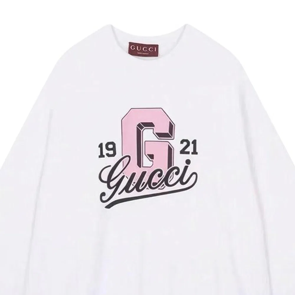 Женский свитшот умеренного прямого кроя с круглым вырезом, белый, GUCCI — фото 4