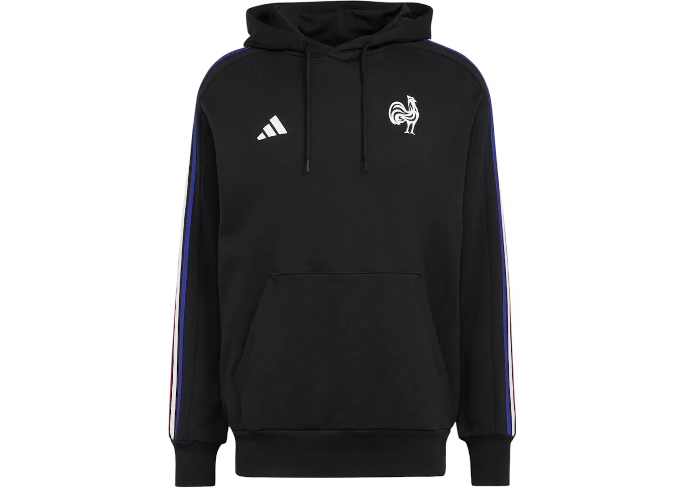 Мужская худи с полосками Adidas Originals France Essentials 3-Stripes Hoodie, Black