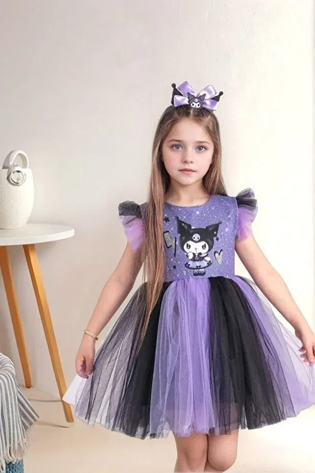 Детское платье для девочек с принтом Kuromi children's dress including crown aby4481 Abiyekids, Purple