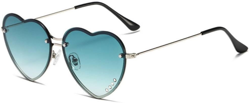 

Роскошные солнцезащитные очки в форме сердца без оправы для женщин и мужчин, милые очки с бриллиантами для вечеринок, солнцезащитные очки-маска с защитой от УФ-излучения UV400 generic, Silvergradient Green