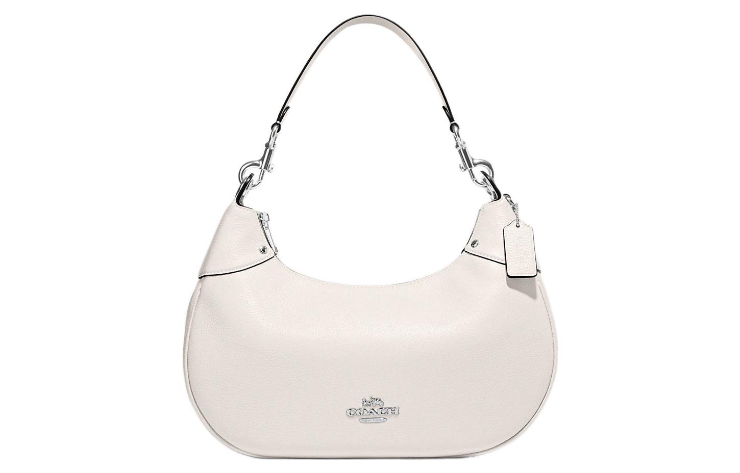 

Кошелек Hobo из зерненой кожи полумесяц, женская белая сумка через плечо COACH