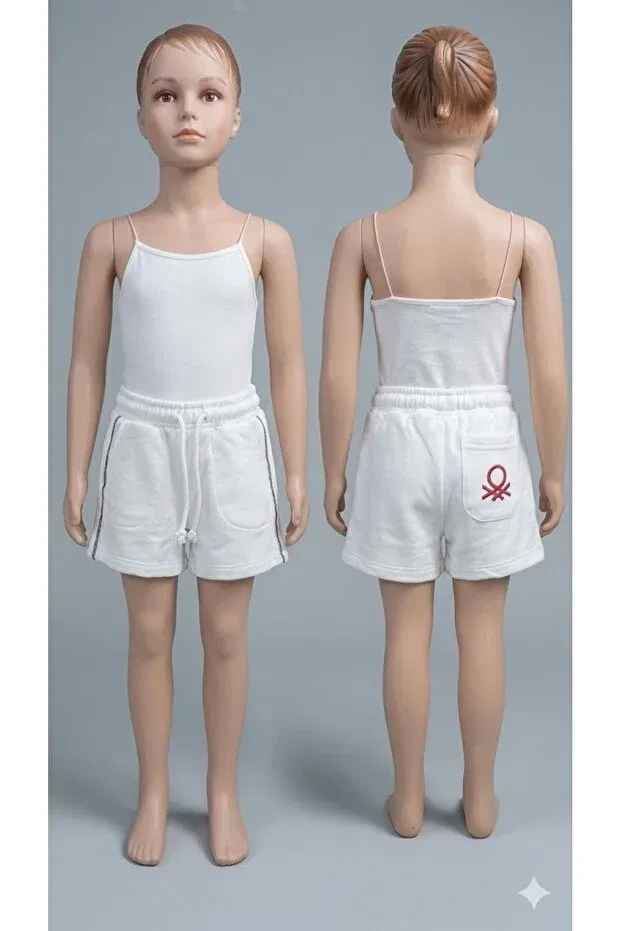 Детские шорты для девочек хлопковые Basics Benetton, White