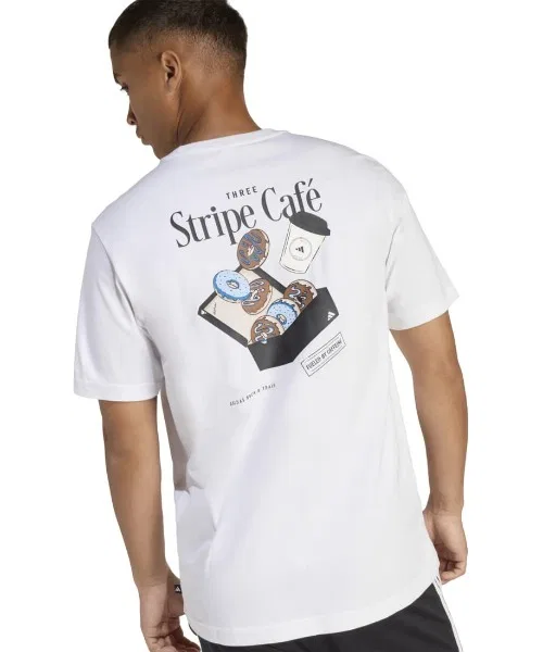 Мужская футболка с принтом Coffee Cafe Donuts Box Graphic Adidas, Белый