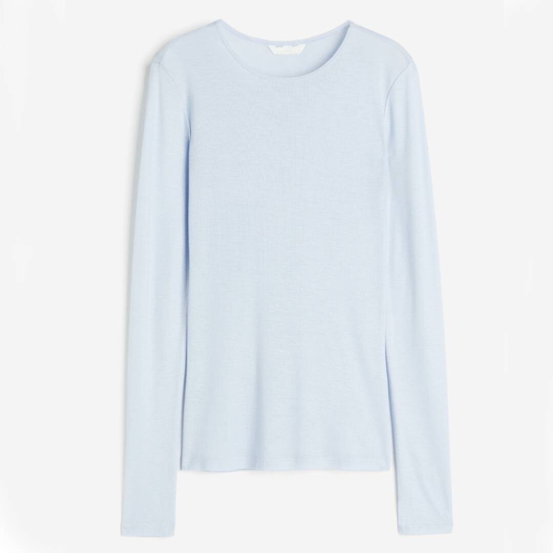 

Лонгслив H&M Lyocell, голубой, Синий, Лонгслив H&M Lyocell, голубой