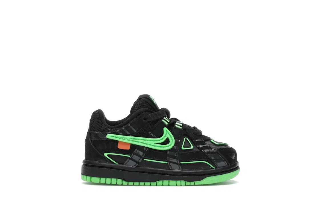 Детские кроссовки Lifestyle Nike Air Rubber Dunk Off-White Green Strike, Black/White-Green Strike