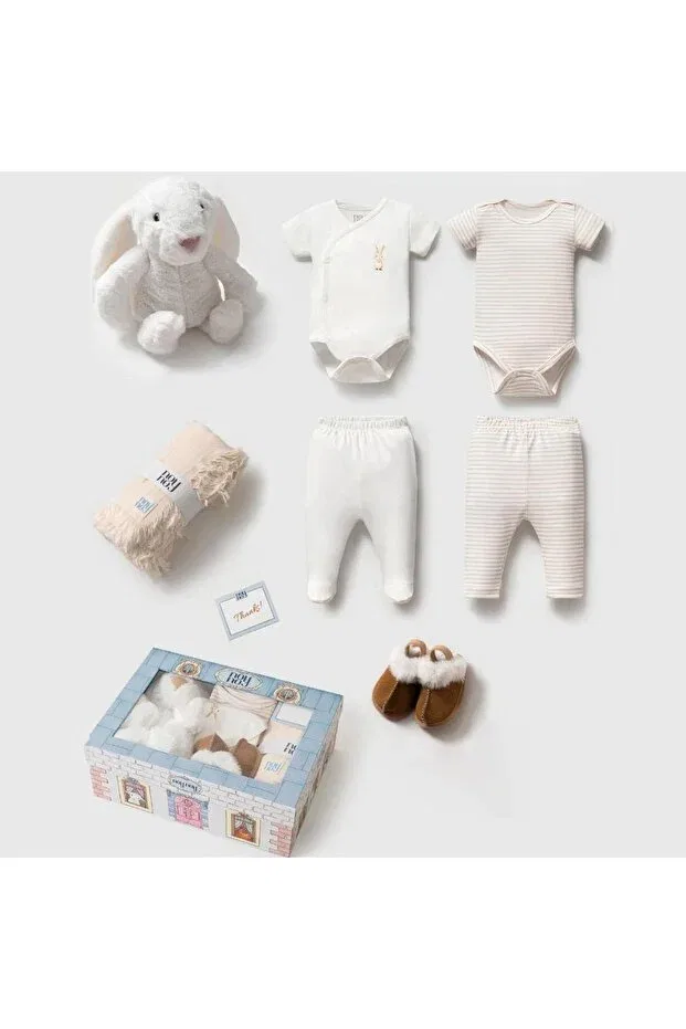 Детский комплект одежды для новорожденных хлопковый Noy Noy, White/Cream (With A Rabbit Design) — фото 3