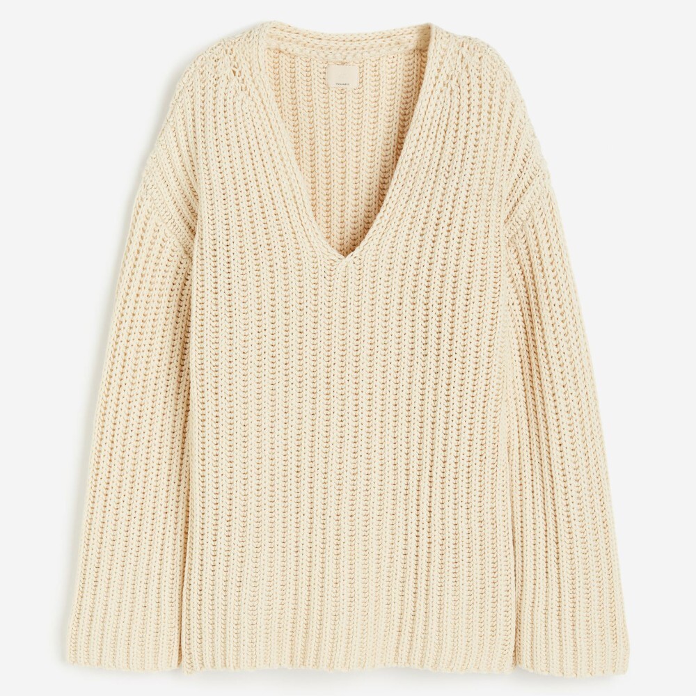 

Свитер H&M Wool-blend V-neck, светло-бежевый