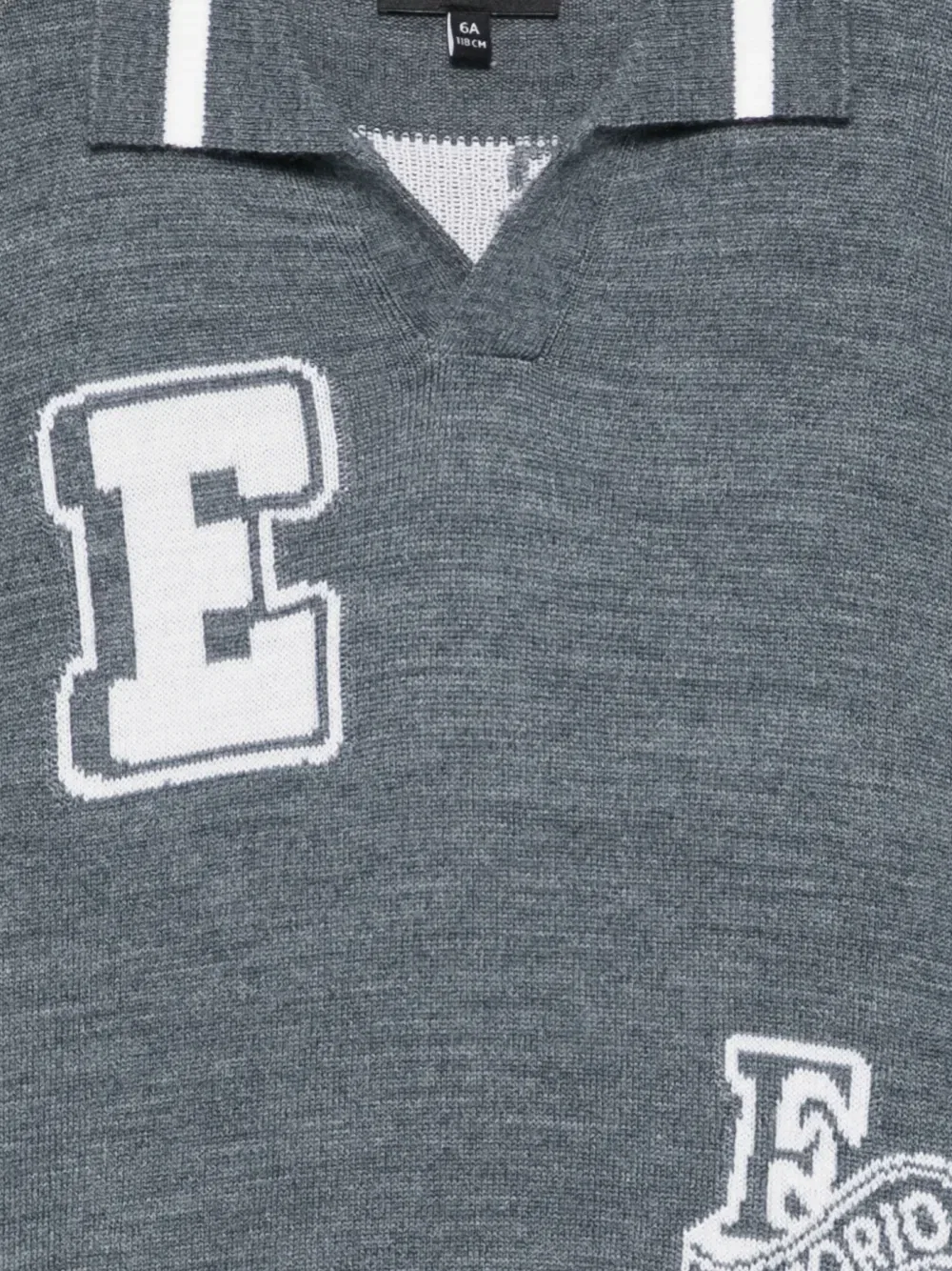 Свитер с логотипом-интарсией Emporio Armani Kids, серый — фото 3