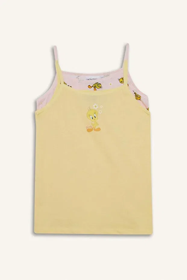 Детский хлопковое комплект маек для девочек Looney Tunes 2-Pack Undershirt Defacto, Yellow Yl127
