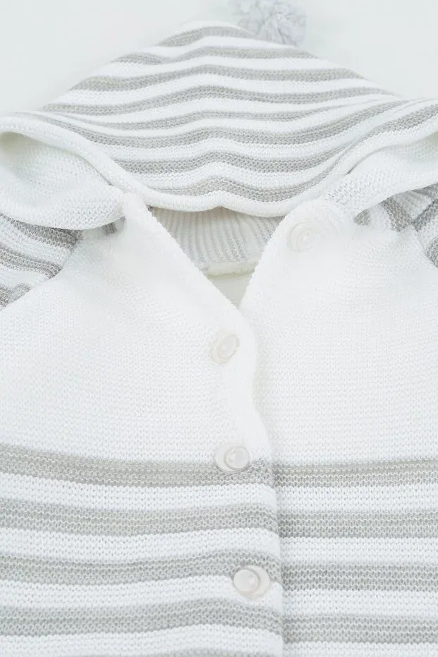 Детский кардиган с капюшоном 4 seasons unisex knitwear jacket Little Baby, Gray-White — фото 3