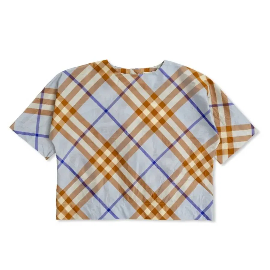 Шелковая рубашка с принтом Kids Noa Check Print Burberry, Slate Blue Ip Check