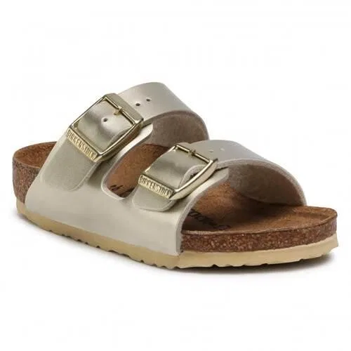 Детские сандалии-флипфлопы с двумя ремешками Arizona Kids BF Birkenstock, Gold — фото 2