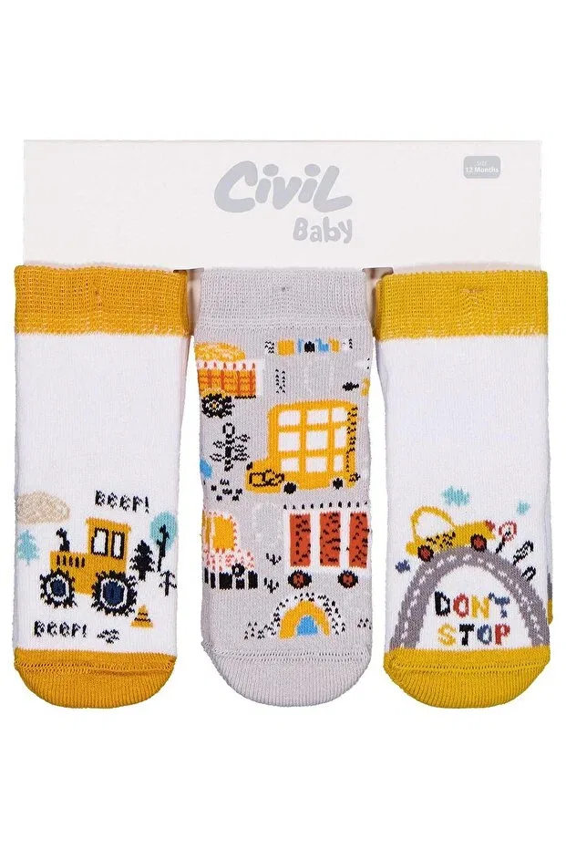 Детский набор носков для новорожденных махровый Business machine towel 6-18 months 3-piece baby erk sock set Civil Baby, Standard — фото 3