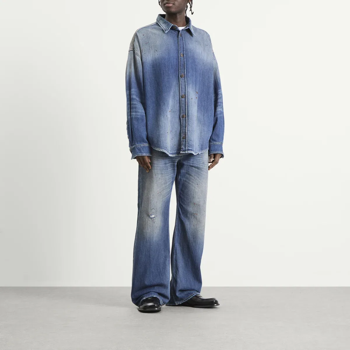Джинсовая рубашка с воротником Trafalgar Acne Studios, Mid Blue — фото 4