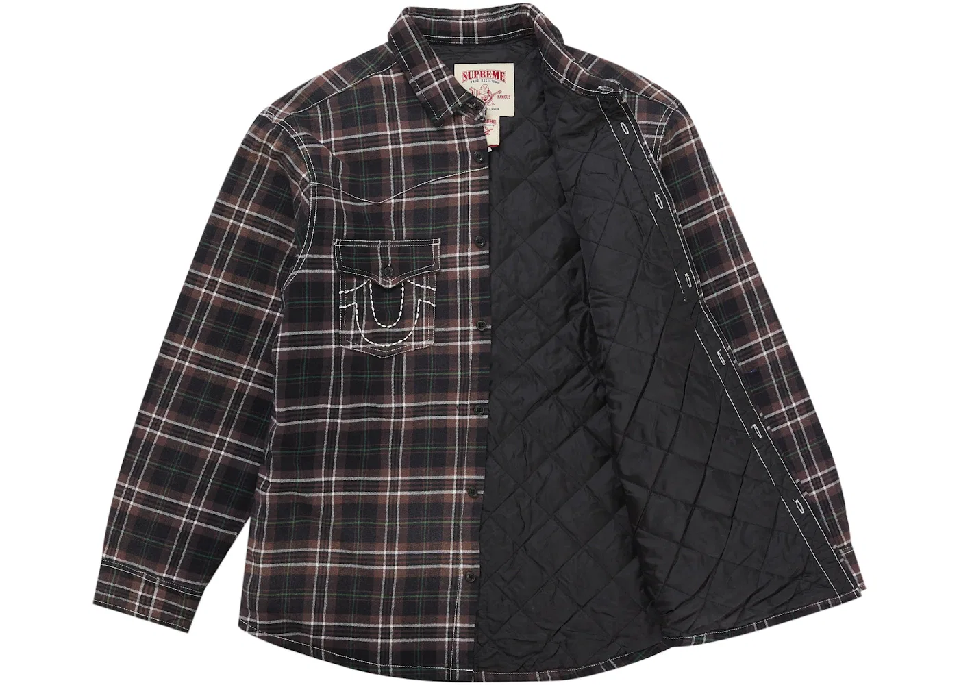 Мужская рубашка с начесом и стеганой подкладкой Supreme True Religion, Black — фото 2