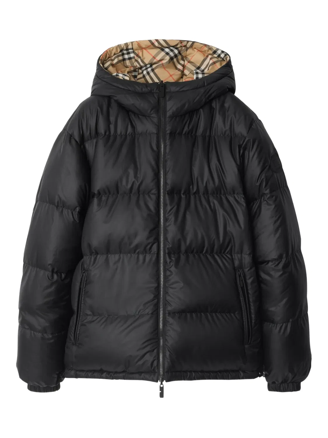 Реверсивная куртка-пуховик в клетку Burberry, черный