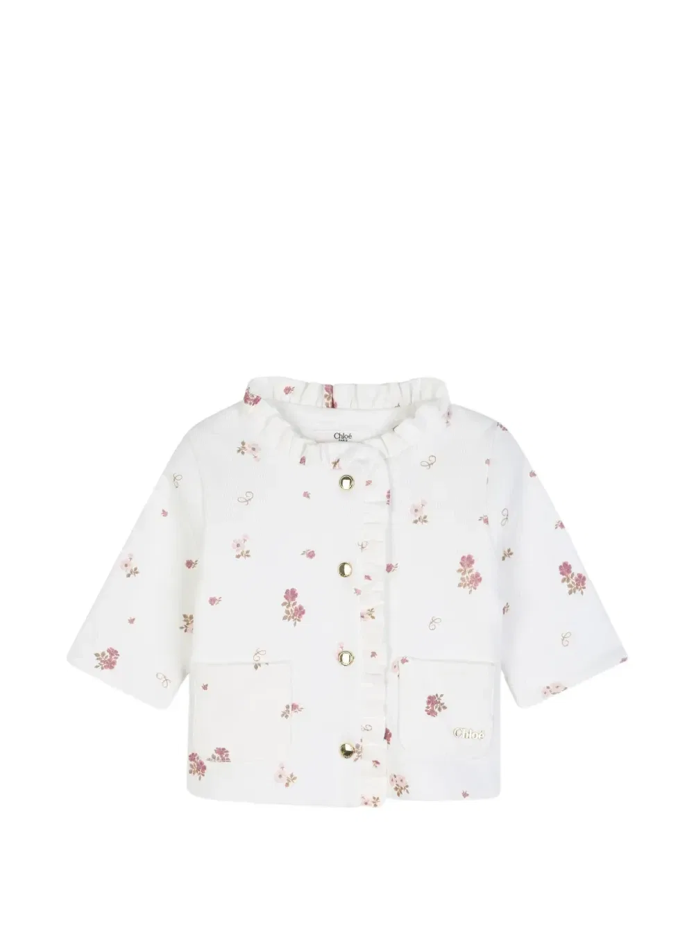 Комплект с оборками и цветочным принтом Chloé Kids, белый — фото 3