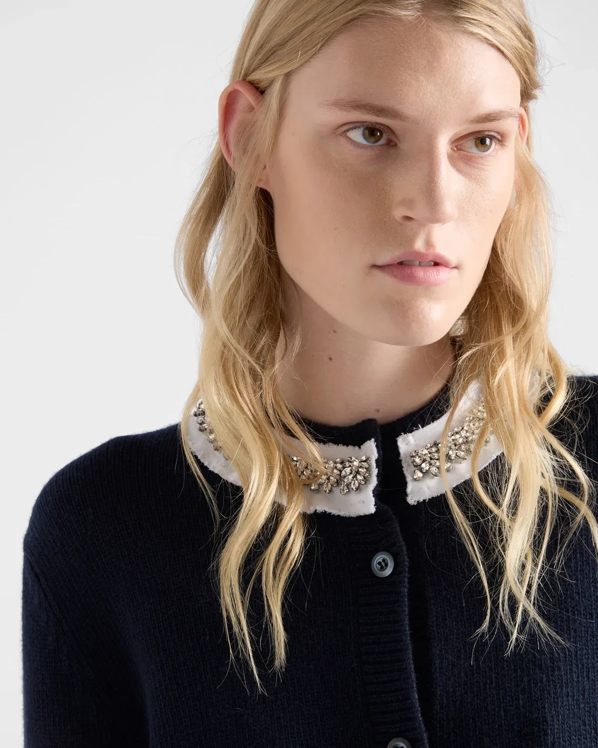 Шерстяной кардиган из кашемира Prada, синий — фото 3