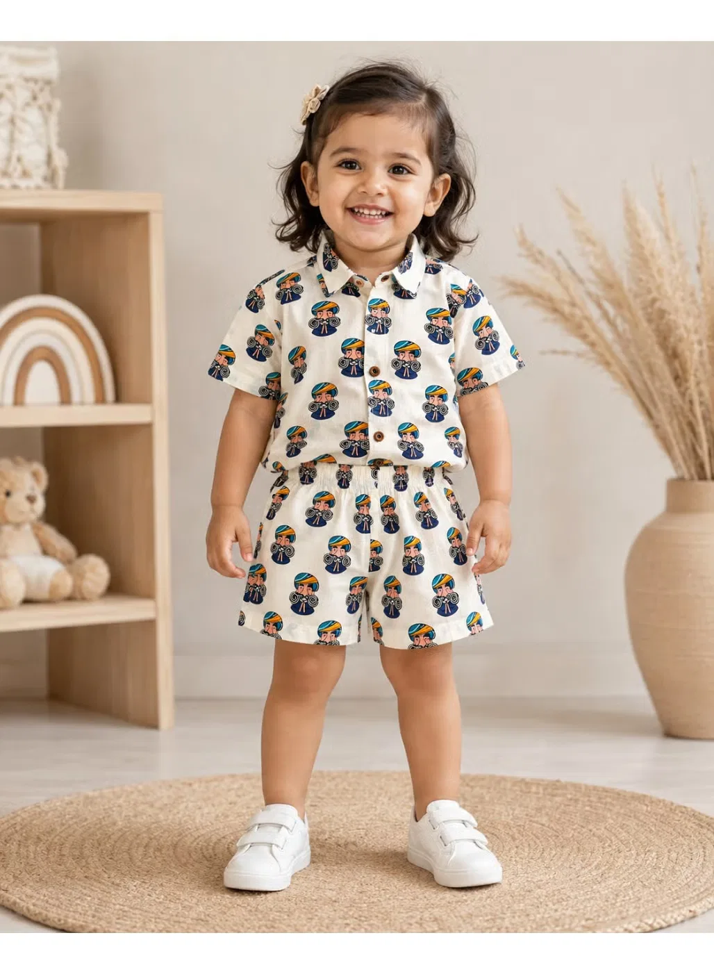 Комплект рубашки и шорт с принтом Royal Rajasthan Matching Family Outfits, белый — фото 3