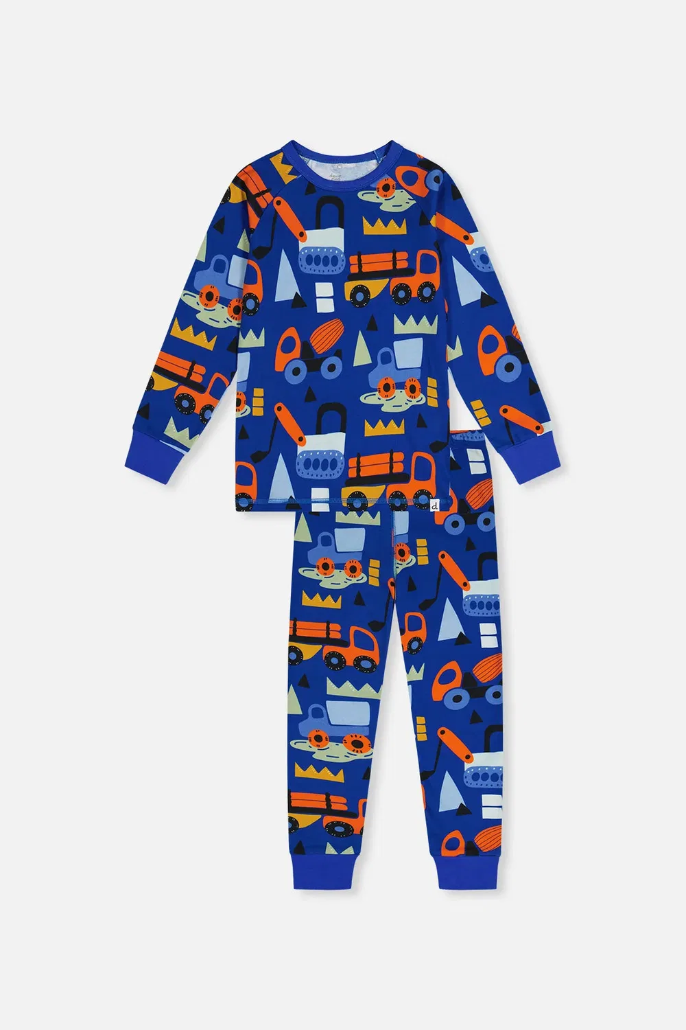 Детский комплект пижамы из органического хлопка с длинным рукавом Blue Truck Print Deux par Deux, Blue Printed Trucks
