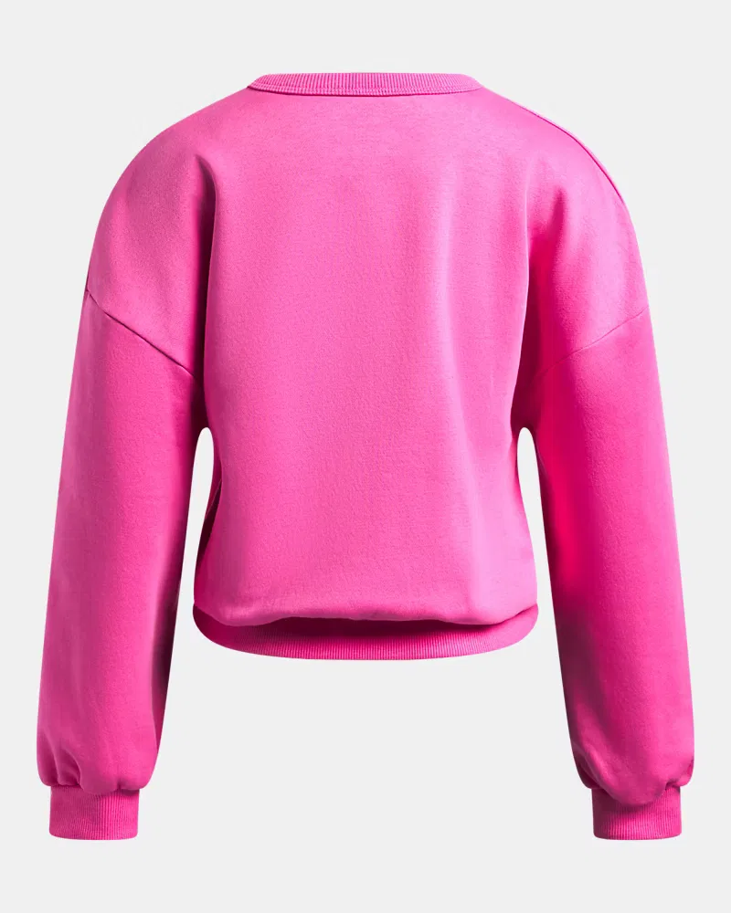 Свитшот оверсайз с начесом UA Rival Fleece UnderArmour, Pink Frenzy/White — фото 2