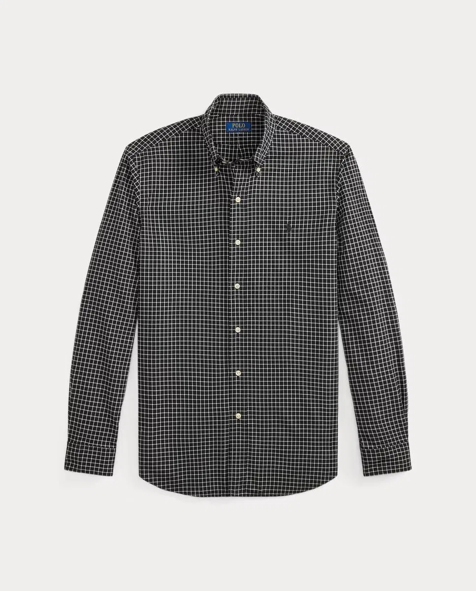 Мужская рубашка в клетку, Custom Fit, Polo Ralph Lauren, черный — фото 4