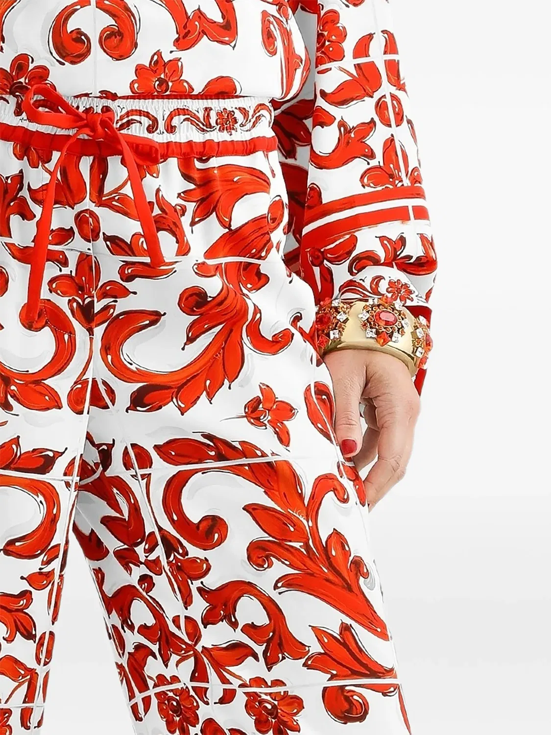 Брюки Vanity с принтом Majolica Dolce & Gabbana, красный — фото 4